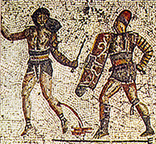 Retiarius és secutor mozaik